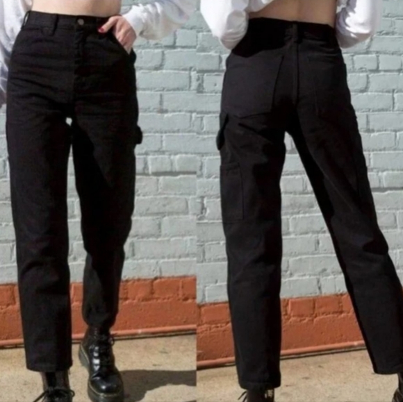 J. Galt Brandy Melville Painter Pants Black Slim Leg Size Small - Picture 2 of 8